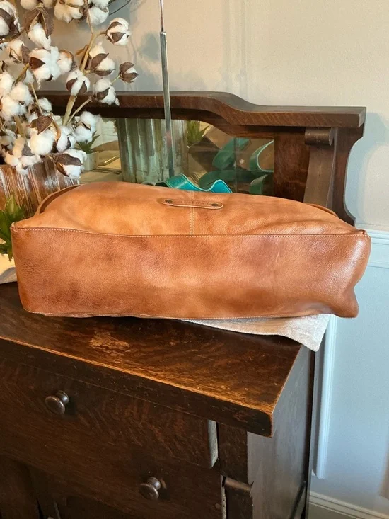 NWOT Bed Stu Leather Arlington Tan Rustic Teal DD Tote Shoulder Bag Retail $365 - Picture 7 of 13